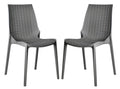 LeisureMod Kent Modern Outdoor Stackable Dining Chair Set of 2, Grey