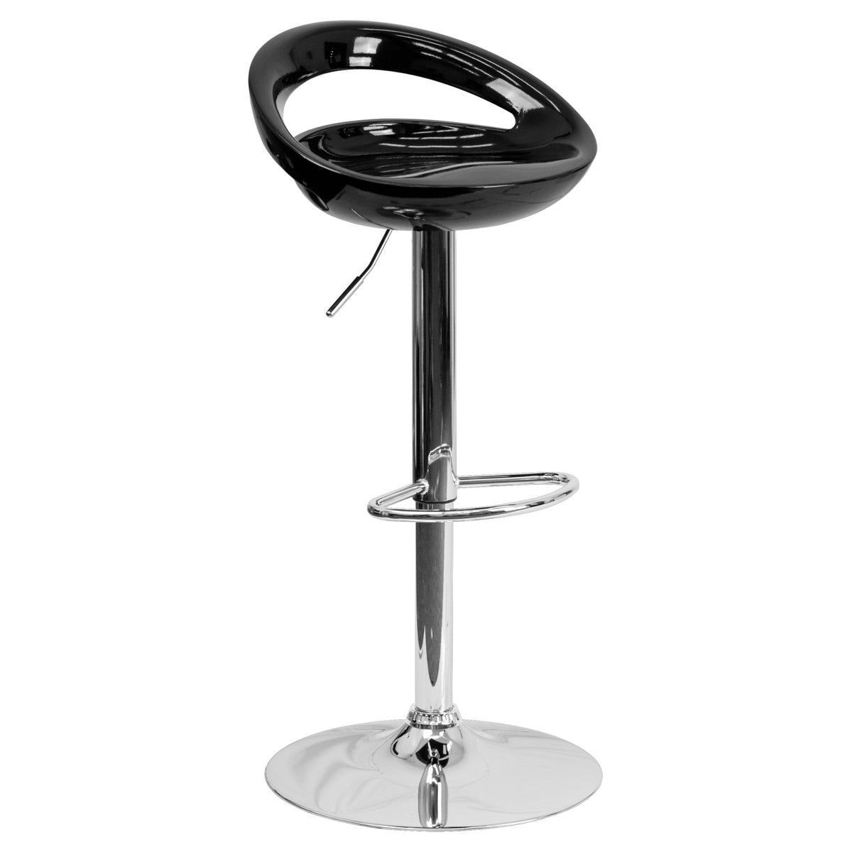 Plastic Orbit Rounded Back Home Kitchen Bar Counter Stools Chairs 7-Colors #1062 (Black)