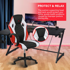 Yssoa Gaming Chair, Ergonomic Computer Chair,Backrest And Seat Height Adjustable Video Game Chair,Swivel Recliner Office Chair, Breathable Leather Seat