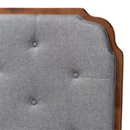 Baxton Studio Shanti Classic and Traditional Grey Fabric and Walnut Brown Finished Wood King Size Headboard