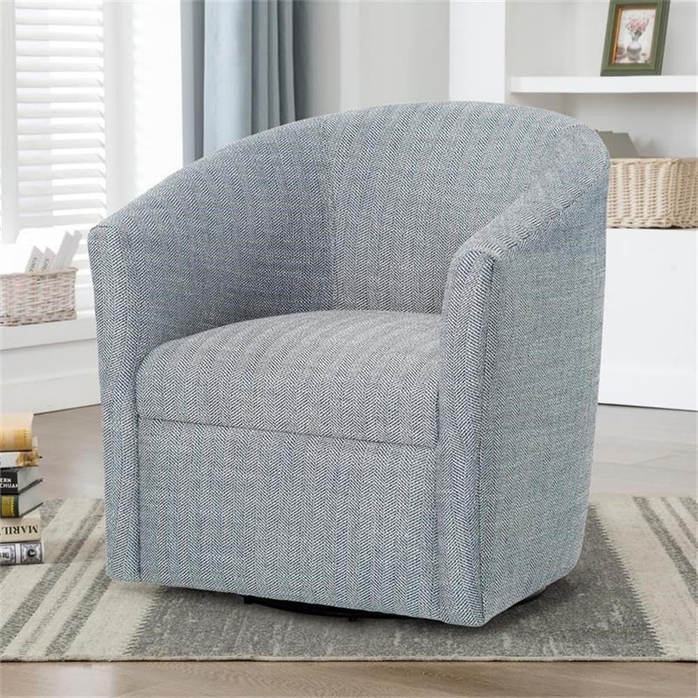 Comfort Pointe Lynton Transitional Polyester Fabric Swivel Accent Chair with Wood Frame & Seat Cushion, 360 Degree Swivel Base, No Assembly Required, in Indigo Blue Finish