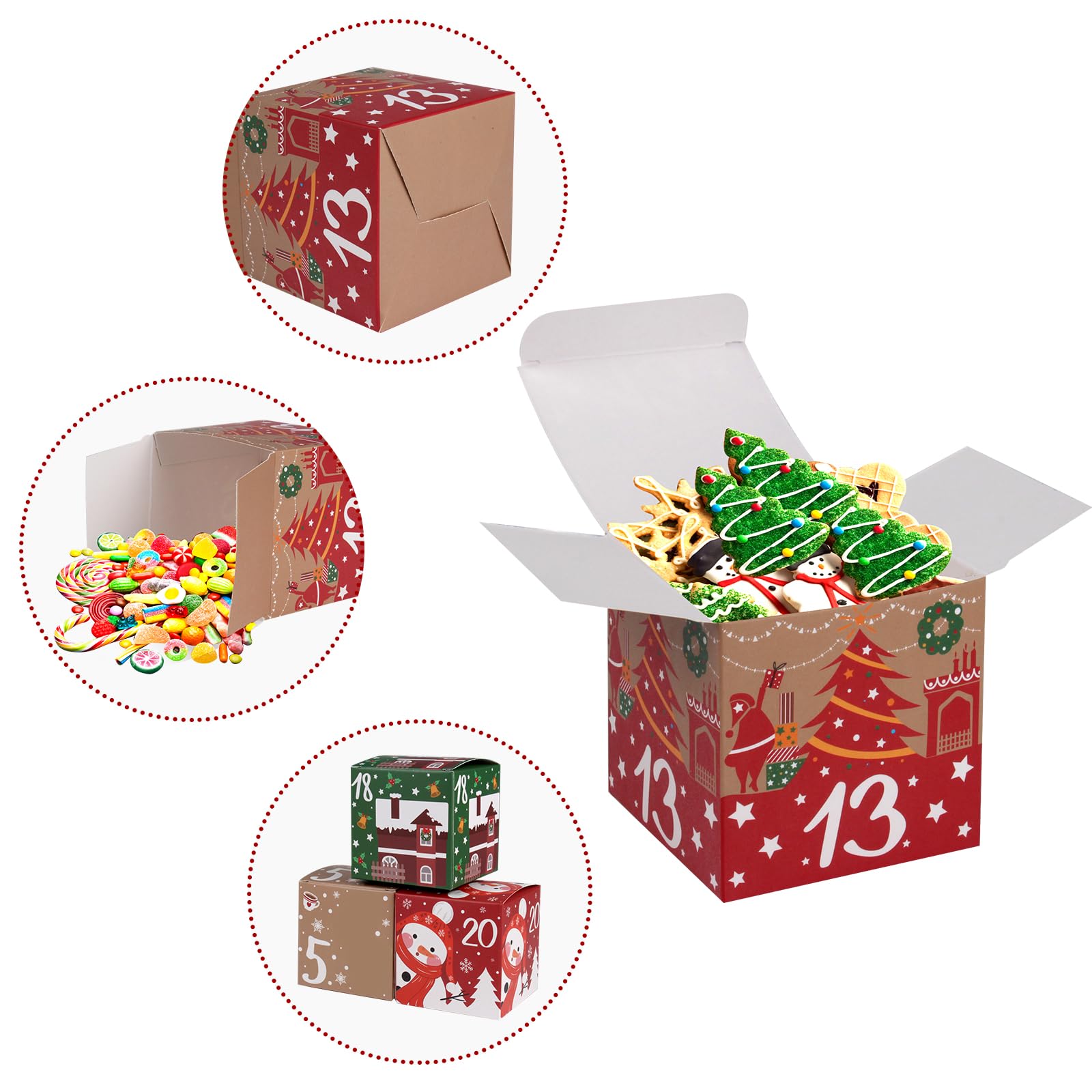 Onesing 24 Pcs Diy Christmas Advent Calendar Boxes For 2022, 24 Days Countdown Calendar Gift For Adults And Kids Christmas Cardb