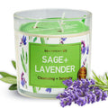 Magnificent 101 Long Lasting Lavender Sage Scented Smudge Candle - 14 oz - 56 Hour Burn Time - Natural Soy Wax Candle for House 