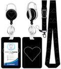 Toykee Id Badge Holder With Lanyard And Retractable Badge Reel Clip, Love Heart Card Name Tag Lanyard Vertical Id Protector Bage
