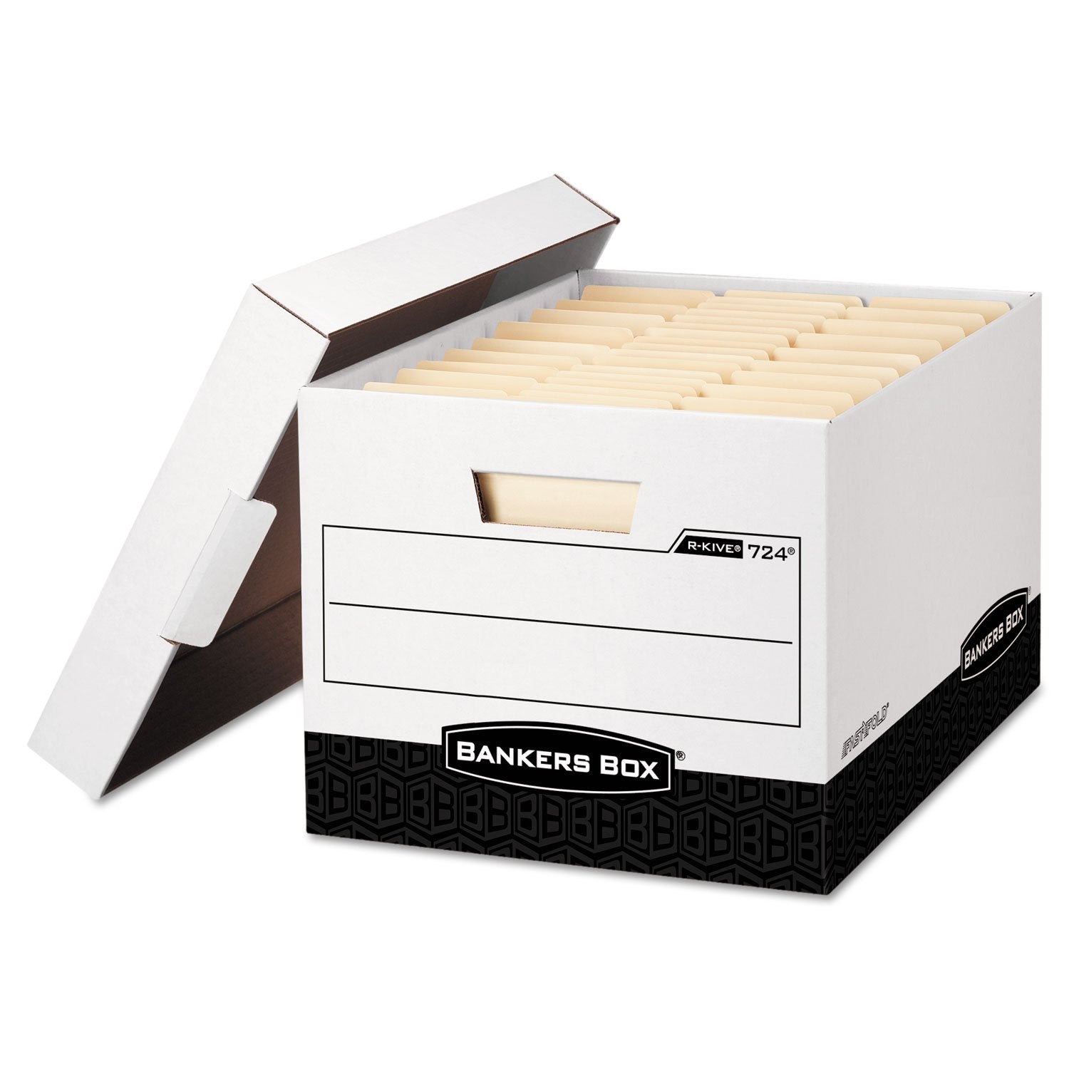 Bankers Box 00724 Storage File, Letter/Legal,12-Inch X15-Inch X10-Inch , 12/Ct, White/Black