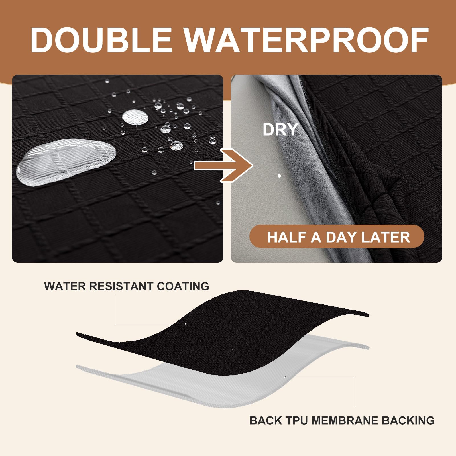 Genina Stretch Dining Bench Covers, Waterproof Stretch Jacquard Bench Seat Protector Cover, Rectangular Bench Cover For Bedrooms, Living Rooms, Kitchens, Removable, Washable