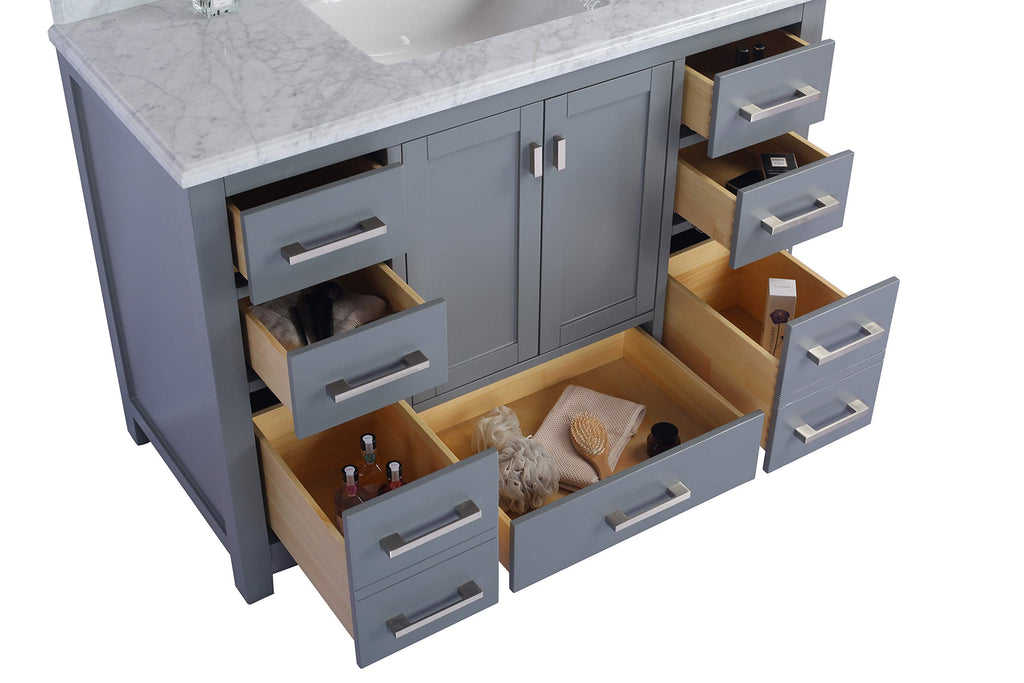 Laviva Wilson 48 - Grey Cabinet Matte White Viva Stone Solid Surface Countertop