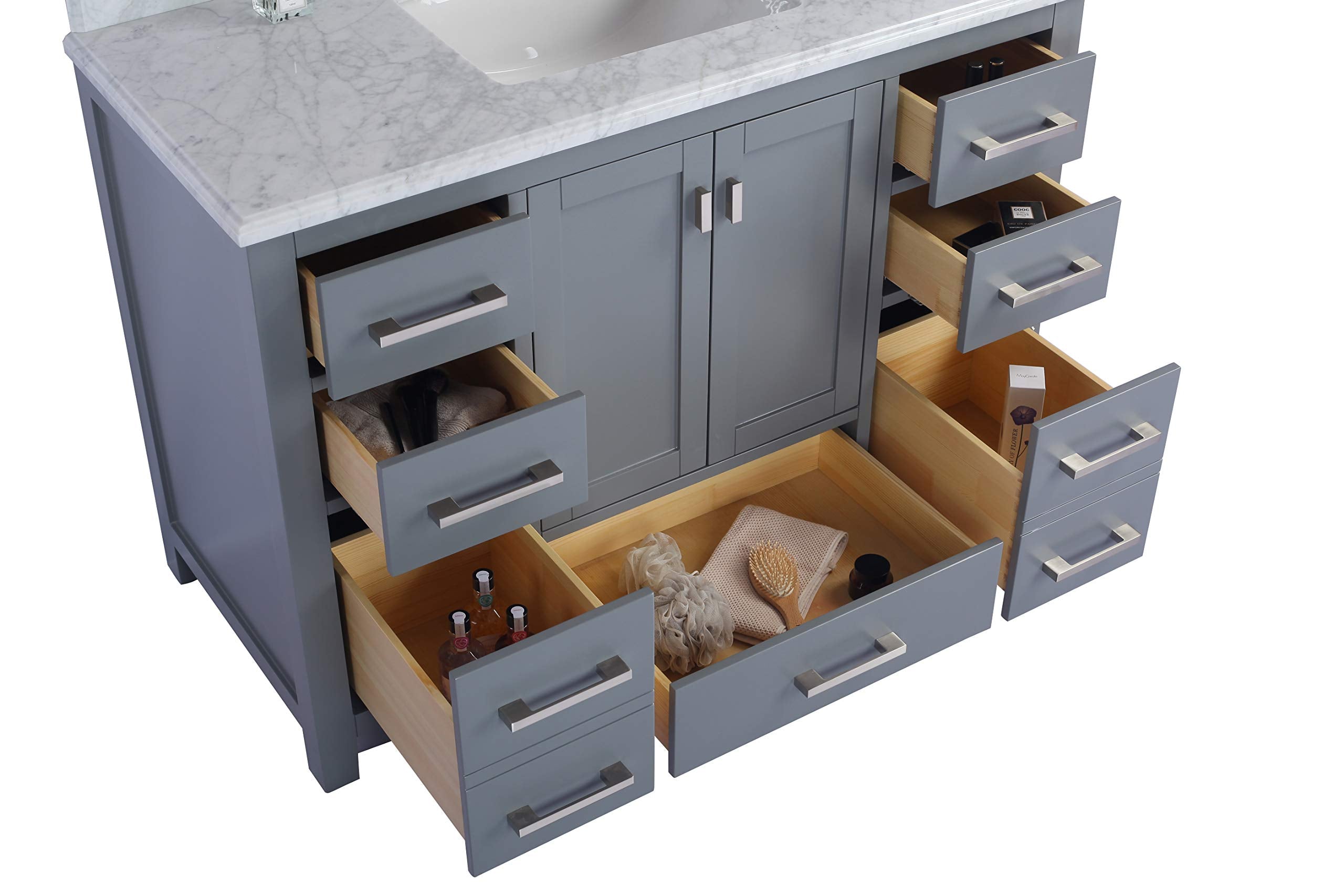 Laviva Wilson 48 - Grey Cabinet Matte White Viva Stone Solid Surface Countertop