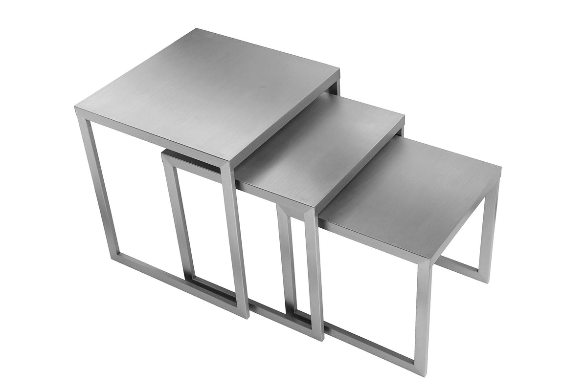 Pangea Home Clark Nesting Tables, Silver