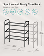 Songmics Expandable Shoe Rack, 3 Tier Shoe Rack Shelf, Adjustable Shoe Organizer Storage For 20 Pairs Of Shoes, Metal Free Standing Shoe Racks For Closet, Front Door Entryway, Easy Assembly, Ink Black