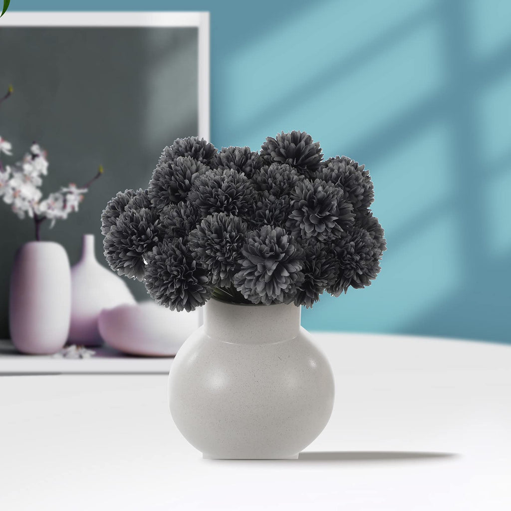 Kimura'S Cabin Black Silk Flowers Artificial Hydrangea Chrysanthemum Ball Flowers Bouquets 15Pcs For Home Dining Table Core Hall
