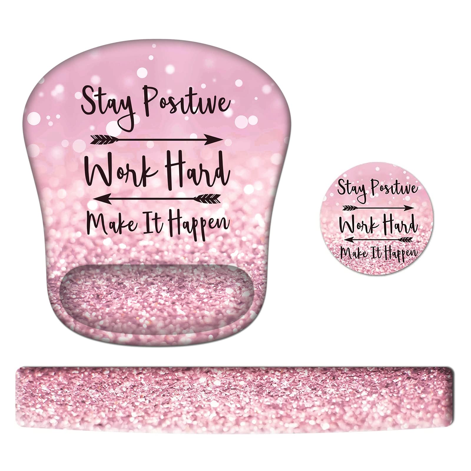 Haocoo Pink Mouse Pad Wrist Support, Keyboard Wrist Rest, Gel Wrist Rest For Computer Keyboard And Mouse Pad Set, Anti-Slip Base