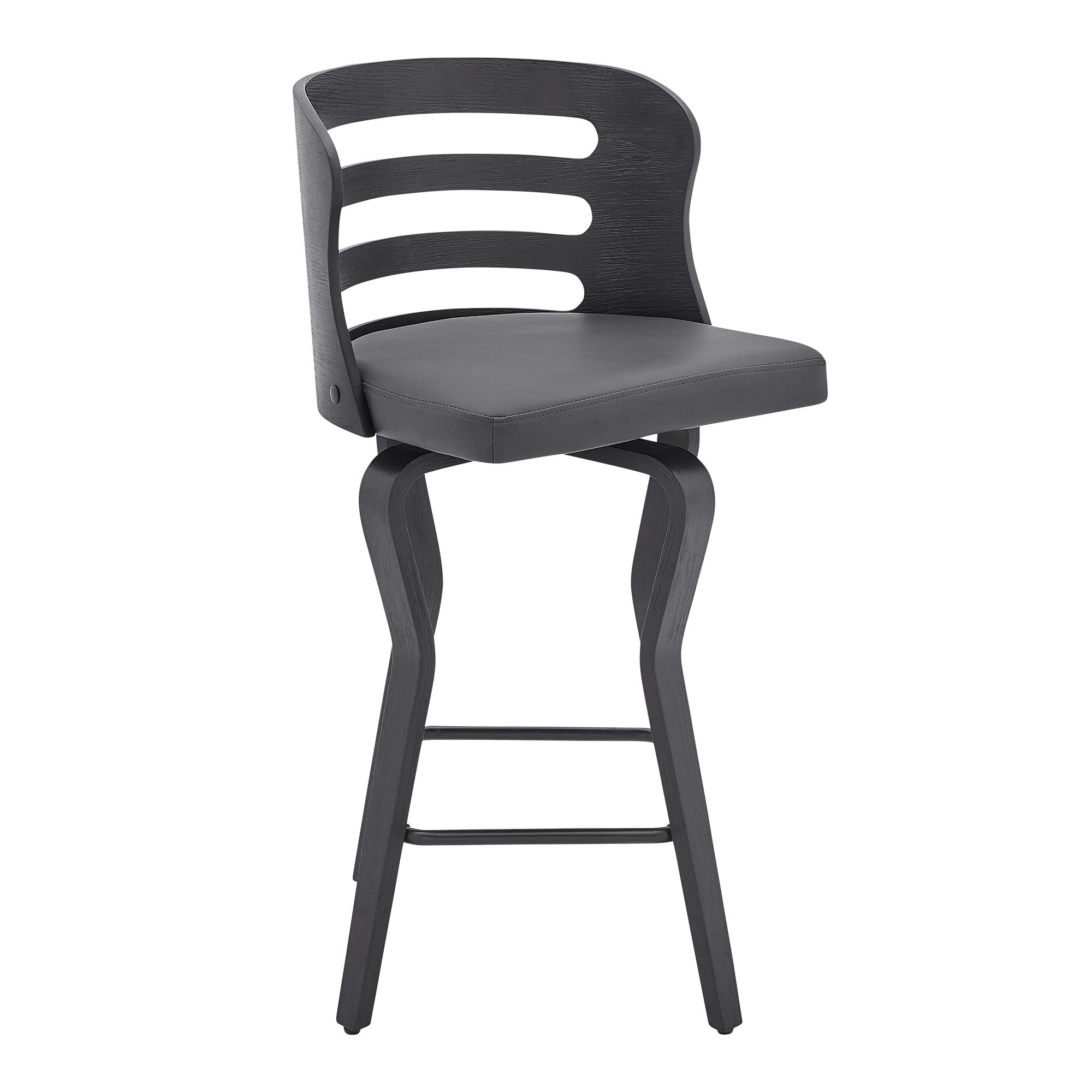 Armen Living Verne 26 '' Swivel Gray Faux Leather and Black Wood Bar Stool