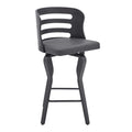 Armen Living Verne 26 '' Swivel Gray Faux Leather and Black Wood Bar Stool