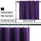 Koufall Dark Purple Curtains For Bathroom Window,Small Curtains For Kitchen,Royal Purple,30 Inch Length