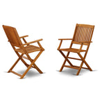 East West Furniture Decm72Cana 7 Piece Patio Dining Set Consist Of A Rectangle Outdoor Acacia Wood Table And 2 Folding Arm Chairs With 4 Side Chairs, 40X72 Inch, Natural Oil