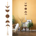 Ausicfen Moon Phase Wall Hanging Wood Beaded with Tassel,Phases of The Moon,Boho Home Decor for Living Room Bedroom Office(Brown