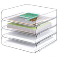Tomorotec Desk Letter Tray Set, A4 Size Clear Pet Stackable Document Organizer Office Desktop File Paper Holder Book Storage Rac