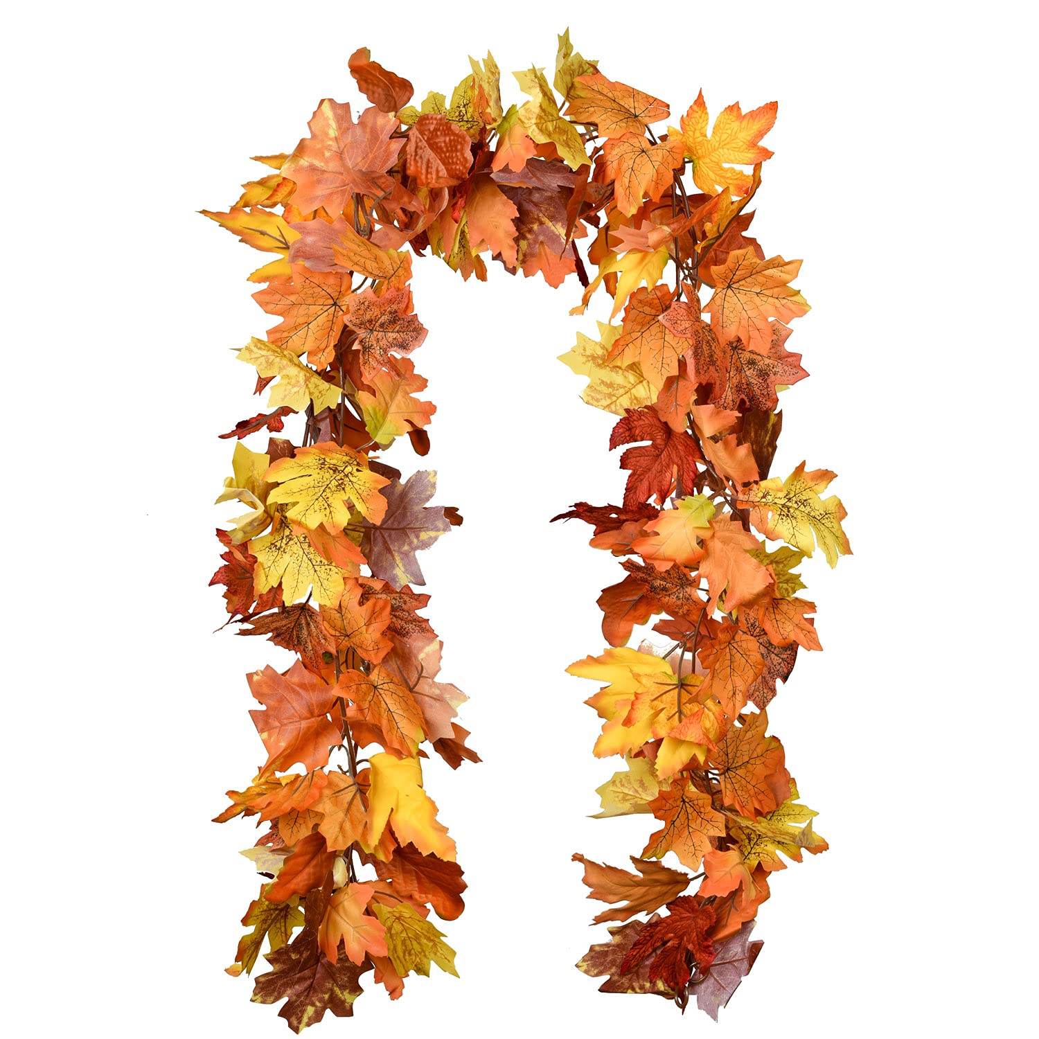 Lvydec 2 Pack Maple Leaves Fall Garland Clearance - 5.9ft/Strand Artificial Fall Foliage Garland Colorful Autumn Leaves Decorati
