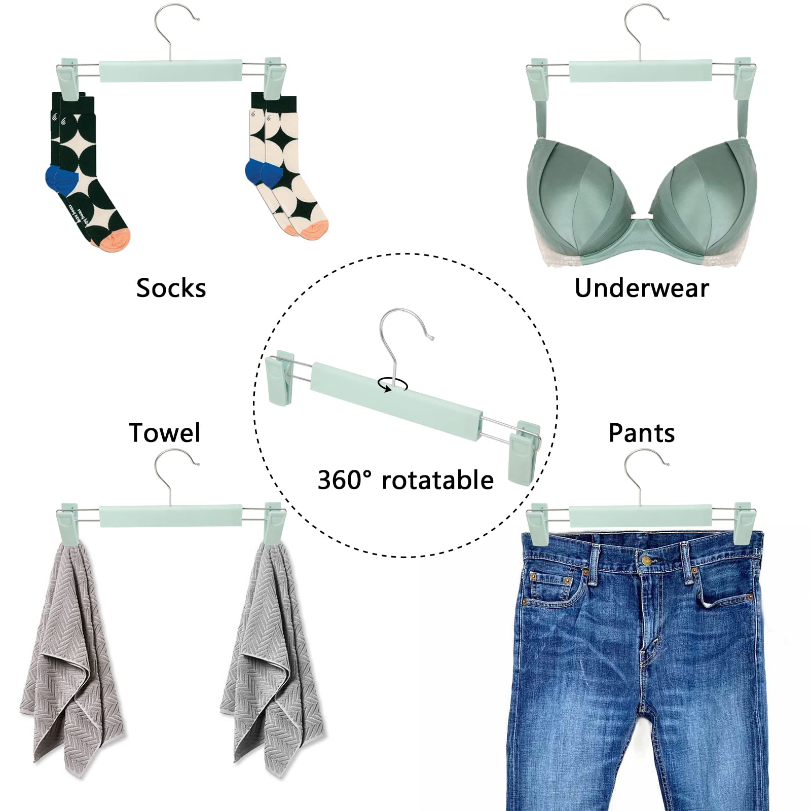 Pants Hangers With Clips Skirt Hangers For Women Plastic Clip Hangers For Pants Clothes Hangers (50Pack, Green)