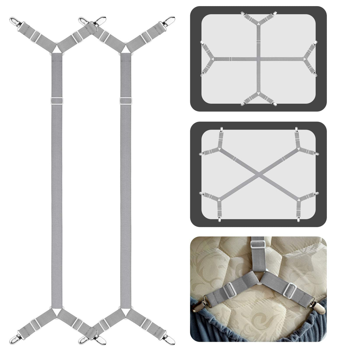 Aced  Cor Sheet Straps, Fitted Sheet Clips Under Mattress Keeping Sheets In Place, Bed Sheet Holders Straps For Twin, Full, Quee