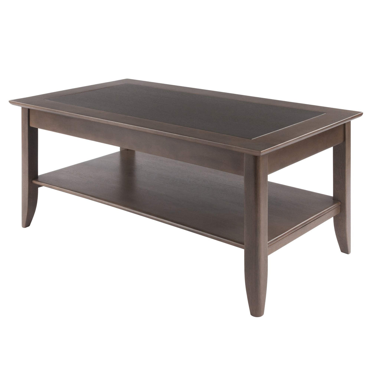 Ergode Wood Santino Coffee Table | Contemporary Oyster Gray Finish | Solid Wood Frame | Wide Lower Shelf for Storage | 40" W x 22.64" D x 18.03" H