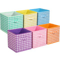 Afniimyapt 6 Pack 11 Inch Fabric Storage Bins Checkered Basket with Handles