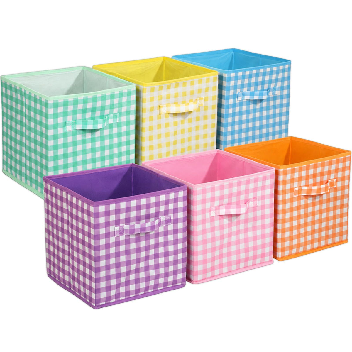 Afniimyapt 6 Pack 11 Inch Fabric Storage Bins Checkered Basket with Handles