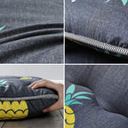 Maxyoyo Grey Pineapple Japanese Floor Futon Mattress, Tatami Floor Mat Portable Camping Mattress Kids Sleeping Pad Foldable Roll Up Floor Lounger Couch Bed Twin Size With Mattress Protector Cover