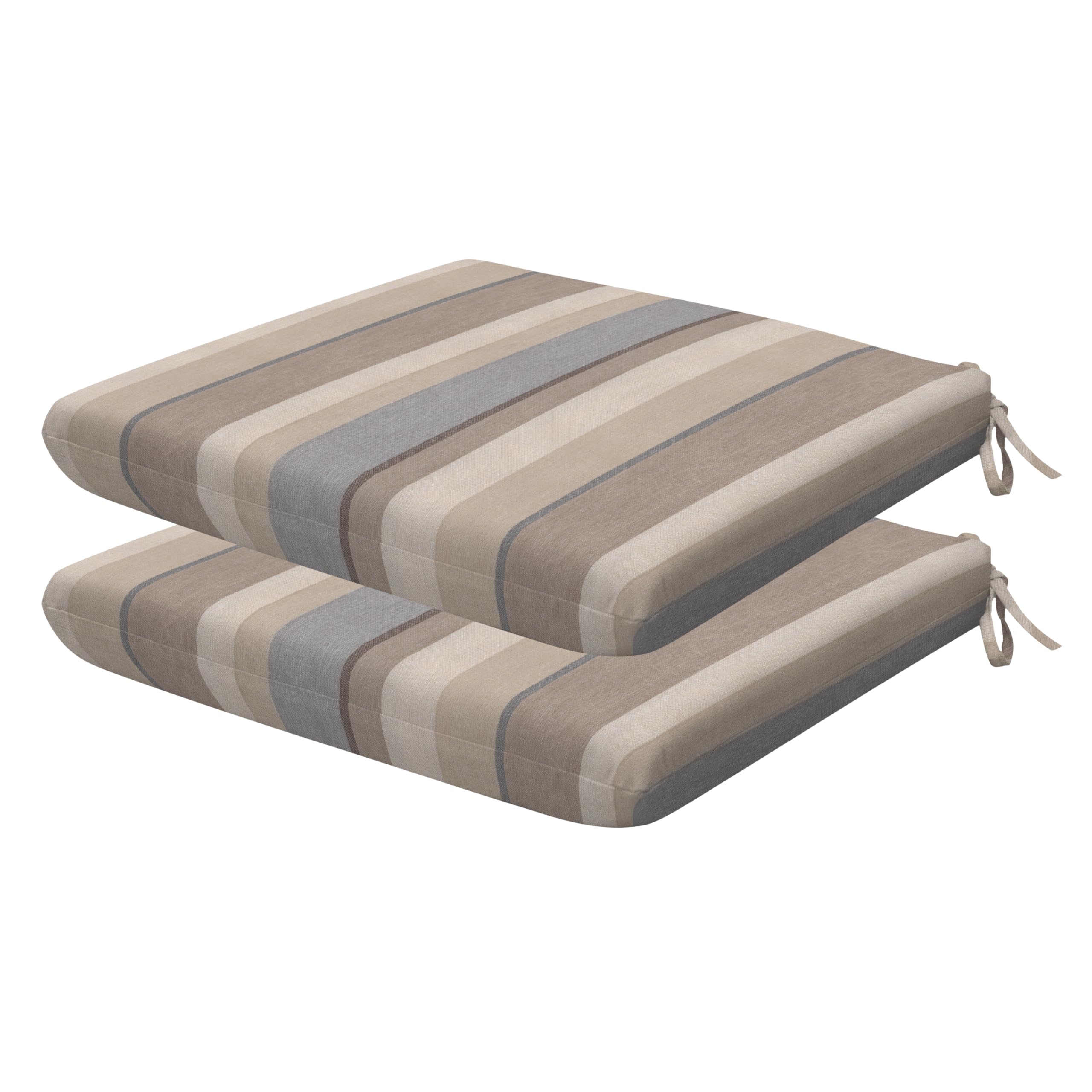 Honeycomb Outdoor Universal Seat Cushion Set, 18' X 17.5', Stripe Taupe Outdoor Chair Cushions