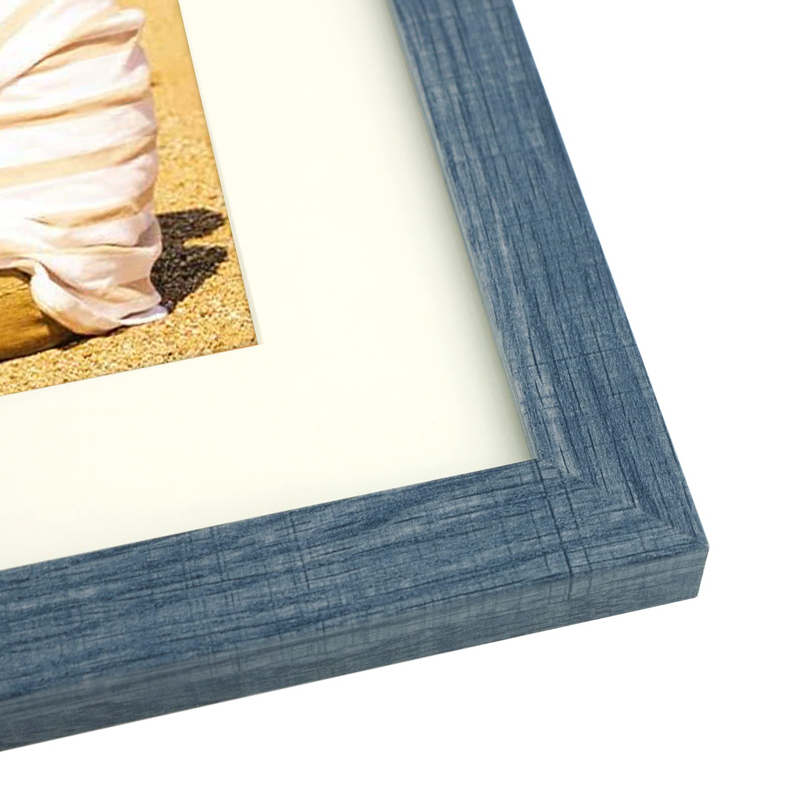 Golden State Art, 8X10 Picture Frames With Mat For 5X7 Or 8X10 Photo, Composite Wood Glass Frame For Wall & Tabletop (Blue, 2 Pa