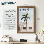 Tenibyc 11X17 Walnut Poster Frame 3 Pack With Hd Glass - Natural Brown, Solid Wood Picture Frame, Wall Gallery Frame