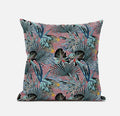 HomeRoots Gold Cream 20â€ Aqua Red Tropical Zippered Suede Throw Pillow