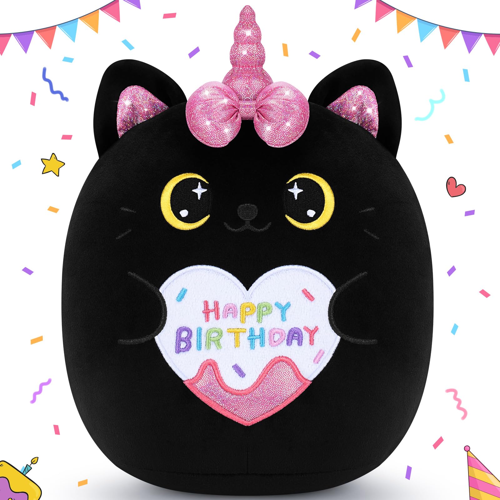 Happy Birthday Gift Black Cat Plush Toys-11' Black Cat Plushies Anime Plush-Kawaii Birthday Plushie Stuffed Animals Cute Plushi