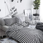 Clothknow Striped Comforter Set Queen 3Pcs Black White Bedding Comforter Sets Farmhouse Comforter Soft Ticking Stripes Queen Siz