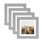 KINLINK Square 5x5 Picture Frames Grey, Solid Wood Frames with Acrylic Plexiglass for Pictures 4x4 With Mat Tabletop and Wall Mo