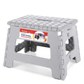 Acstep Folding Step Stool 9'' Foldable Step Stool For Kids And Adults Up To 300 Lbs, Non-Slip Folding Stools With Portable Handle For Bedroom Kitchen, Bathroom Grey