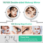 8.5 Inch Rechargeable Wall Mounted Lighted Makeup Mirror, Double-Sided 1X/10X Led Magnifying Vanity Mirror With Lights, 3 Color
