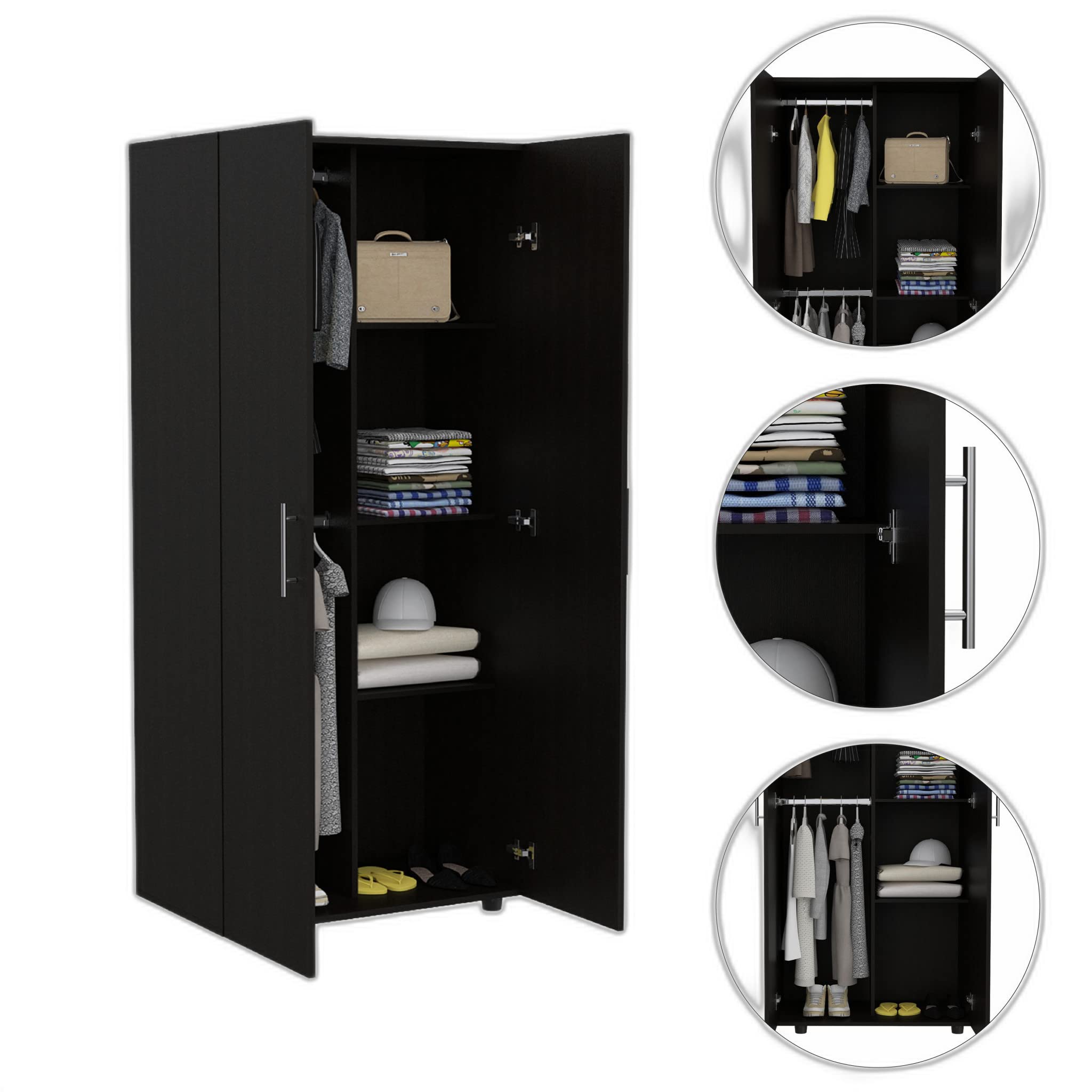 HomeRoots Modern Dark Brown Office Desk with Storage Cabinet