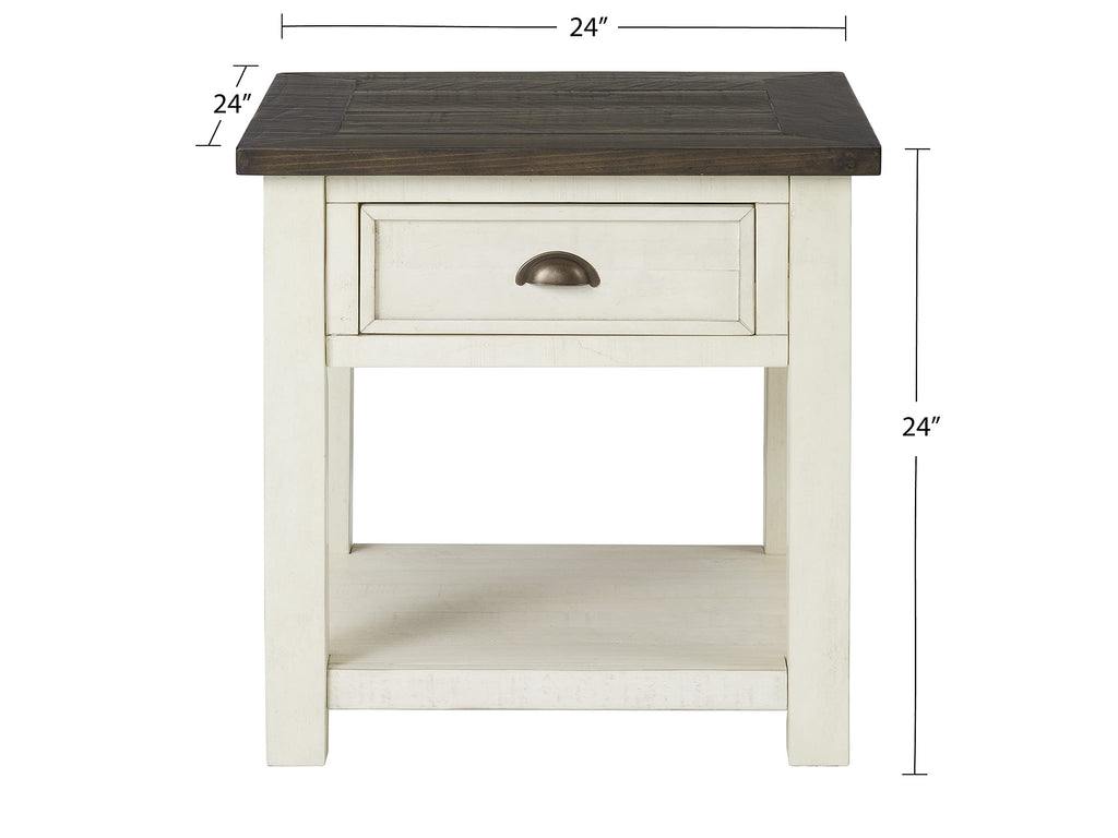 Martin Svensson Home Monterey Solid Wood End Table White With Grey Top