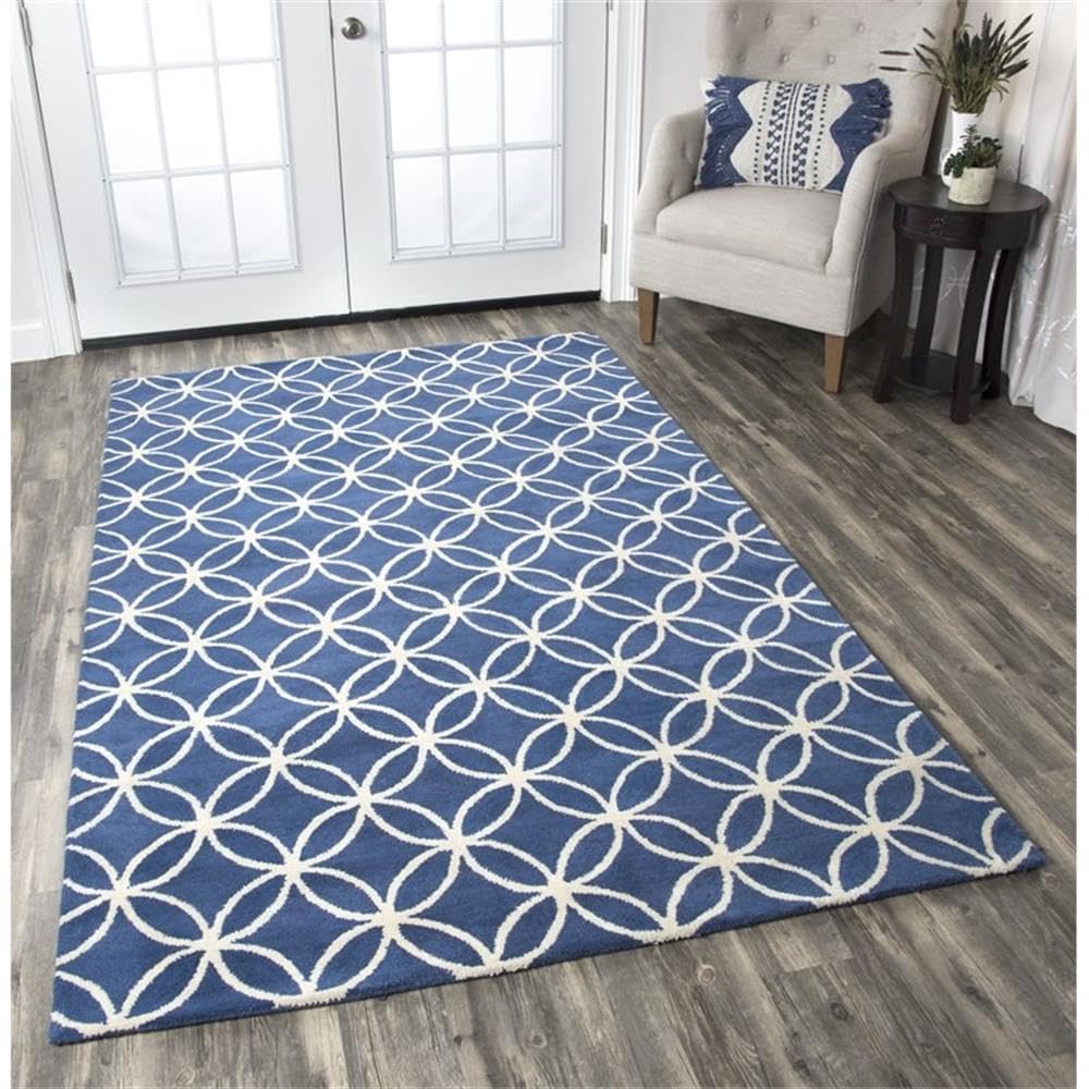 Rizzy Home Alora Decor Holland 10' X 14' Geometric Blue/Ivory Hand-Tufted Area Rug