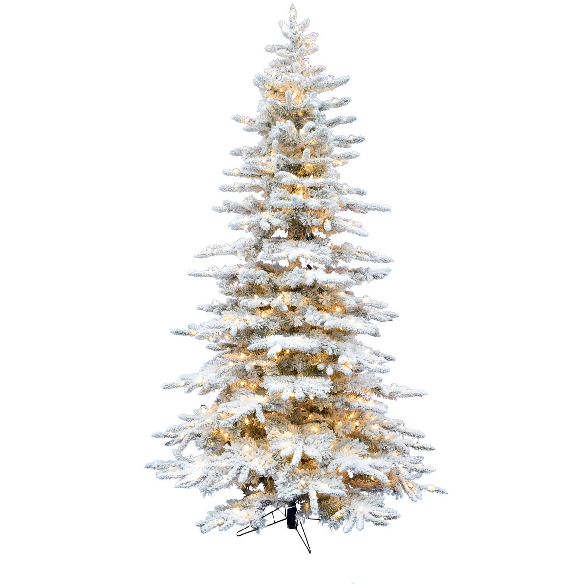 Christmas Time 6.5-Feet Pre-Lit Snowy White Pine Artificial Christmas Tree, White Incandescent Smart Lights, Heavily Flocked, Realistic Foliage, Stand Included, Xmas Holiday Décor