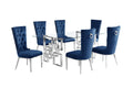 Best Quality Furniture D221-6Sc330 Dining, 7-Piece Set, Navy Blue/Silver