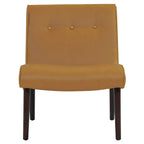 New Pacific Direct Alexis Tufted Mid Mod Bonded Leather Chair,Brown Legs,Vintage Caramel Brown,Fully Assembled