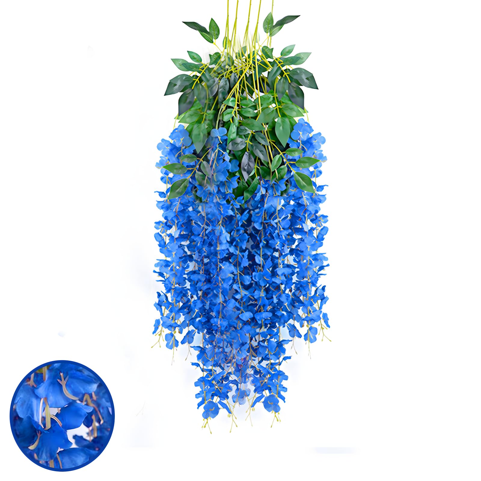 5 Pack Royal Blue Wisteria Hanging Flowers Garland, 3.77 Feet Royal Blue Artificial Wisteria Flower Vines, Fake Royal Blue Wiste