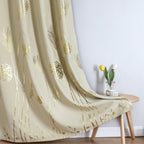 Estelar Textiler Tropical Leaves Window Curtains Grommet Gold Palm Tree Blackout Curtains Window Drapes For Living Room Bedroom,