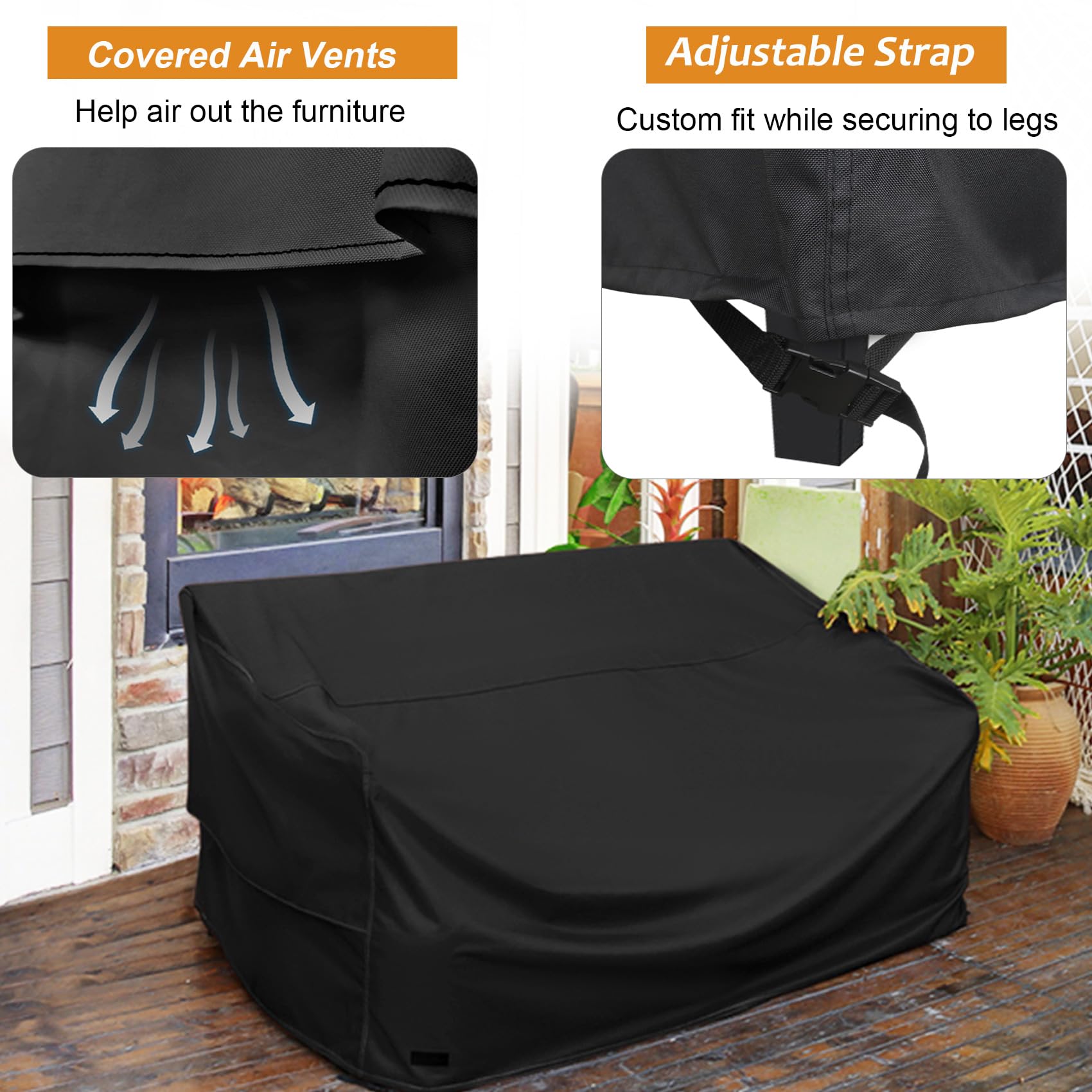 Nettypro Patio Furniture Sofa Cover Waterproof Heavy Duty Outdoor Couch Cover 3 Seater, 79' Wx 38' Dx 35' H, Black
