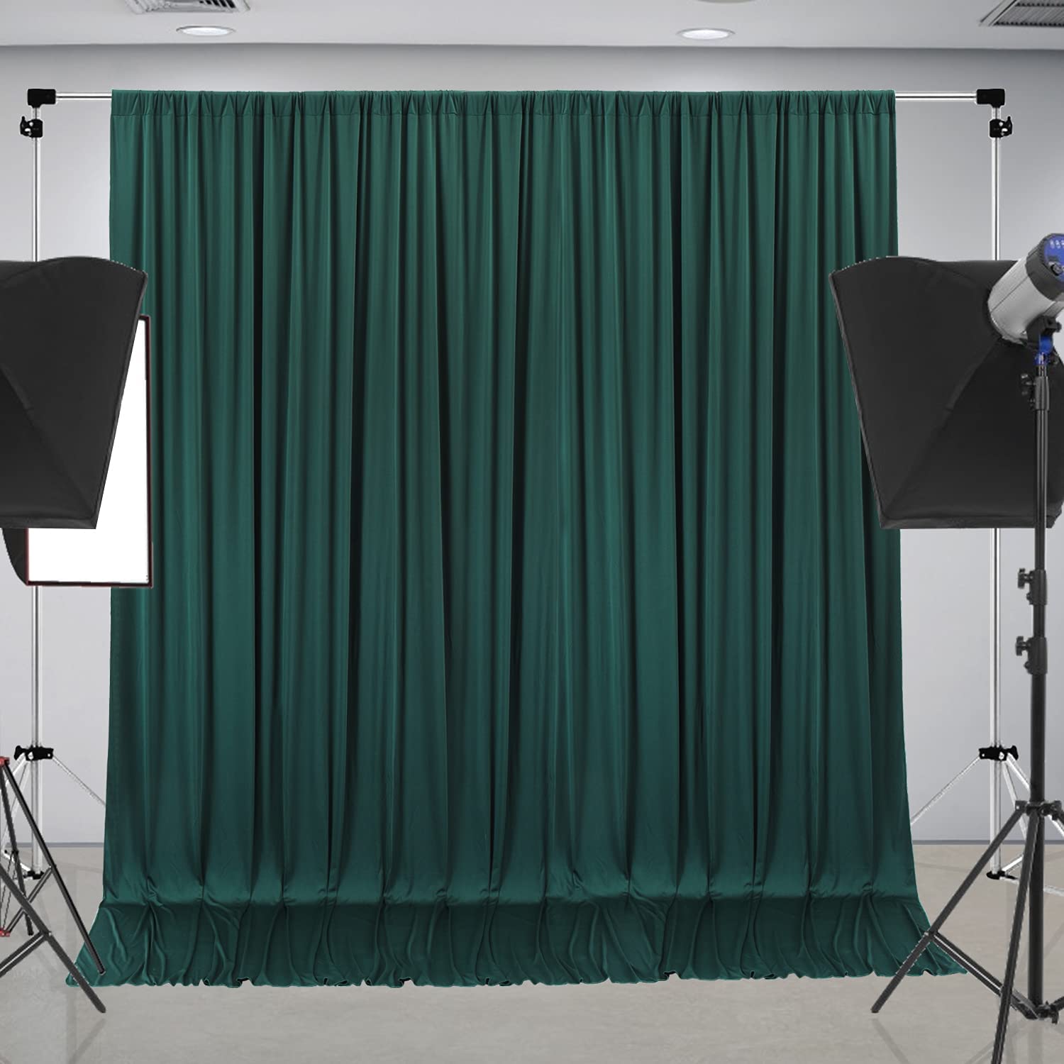 10 Ft X 10 Ft Wrinkle Free Blackish Green Backdrop Curtain Panels, Polyester Photography Backdrop Drapes, Wedding Party Home Dec
