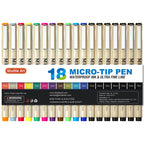 Shuttle Art 18-Pack Micro-Line Pens - 11 Waterproof Archival Ink Colors In 0.3Mm Felt Tip & 7 Blacks In 0.15-0.5Mm For Journalin