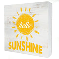 Farmhouse Hello Sunshine Wood Box Sign Home Decor Rustic Spring Wooden Box Sign Block Plaque for Wall Tabletop Desk Home Decorat